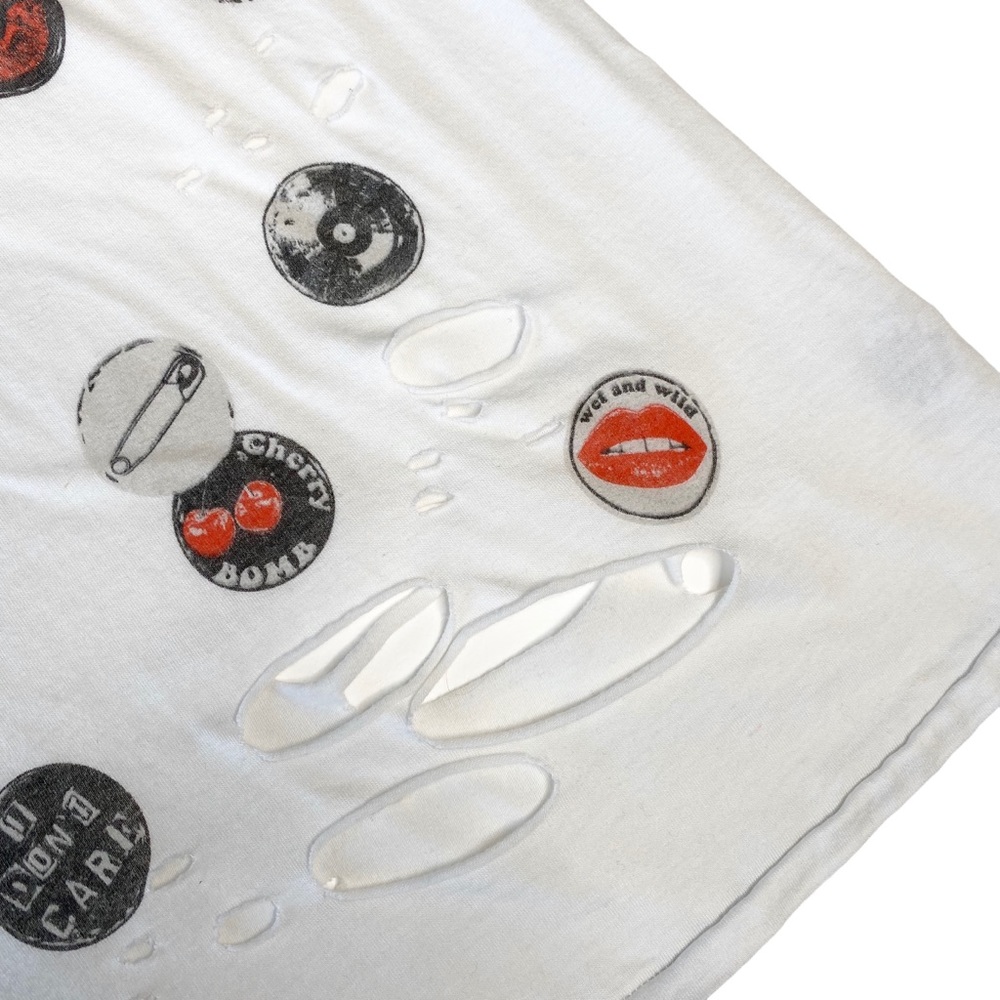 Lauren Moshi ☻︎ Roxanne Pins Vintage Destroyed Muscle Tee T Shirt ☻︎ with Holes - Picture 13 of 17